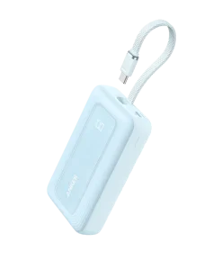 Anker Zolo Power Bank (10K, 30W) with a 5.4-inch (13.7 cm) built-in USB-C cable.