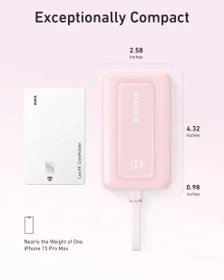 Anker Zolo Power Bank (10K, 30W) with a 5.4-inch (13.7 cm) built-in USB-C cable.