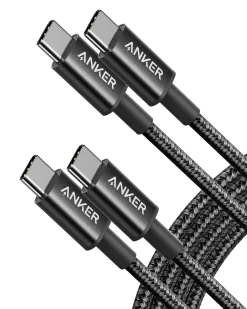 2-Pack Anker New Nylon USB-C to USB-C Cable (3 ft / 6 ft, 60W)
