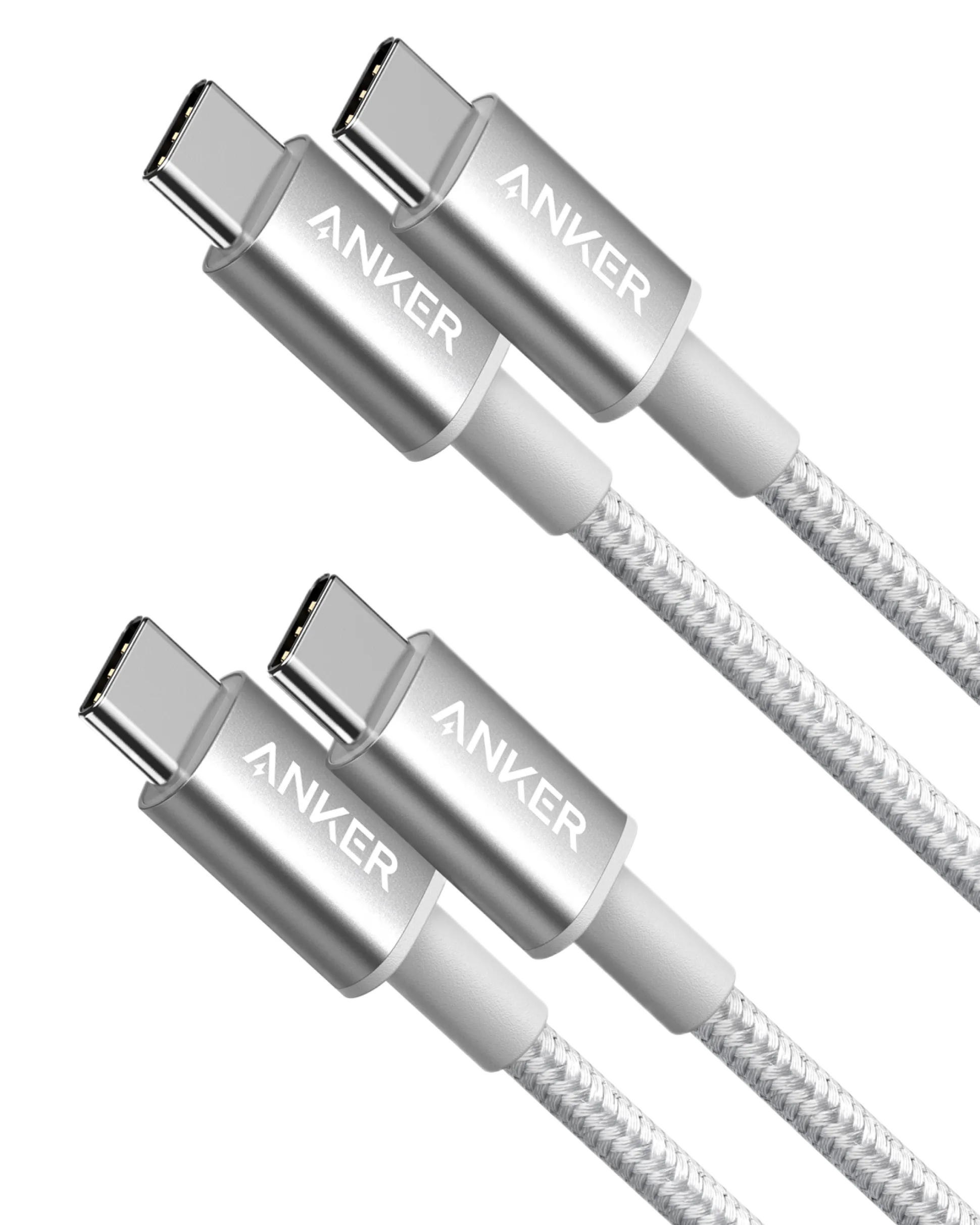 2-Pack New Nylon USB C to USB C Cable (3.3 ft 60W)