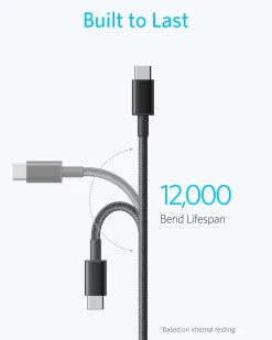 2-Pack New Nylon USB C to USB C Cable (3.3 ft 60W)