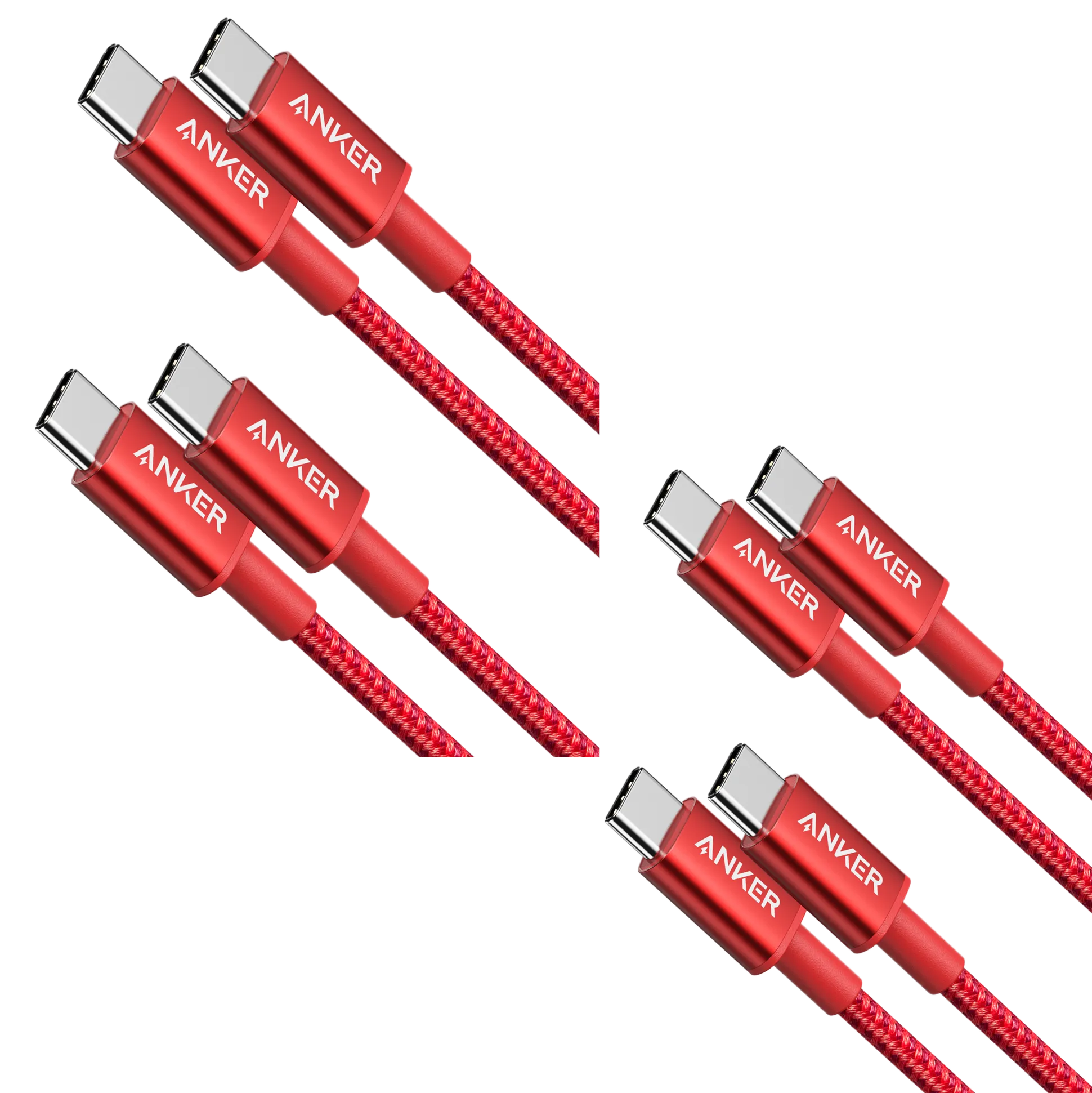 4-Pack New Nylon USB C to USB C Cable (3.3 ft 60W)