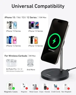 Refurbished Anker MagGo Wireless Charger (2-in-1, Stand)