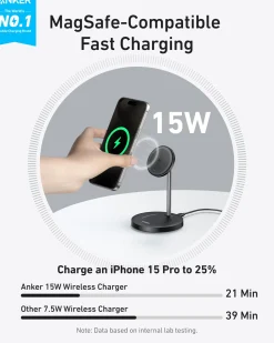Refurbished Anker MagGo Wireless Charger (2-in-1, Stand)