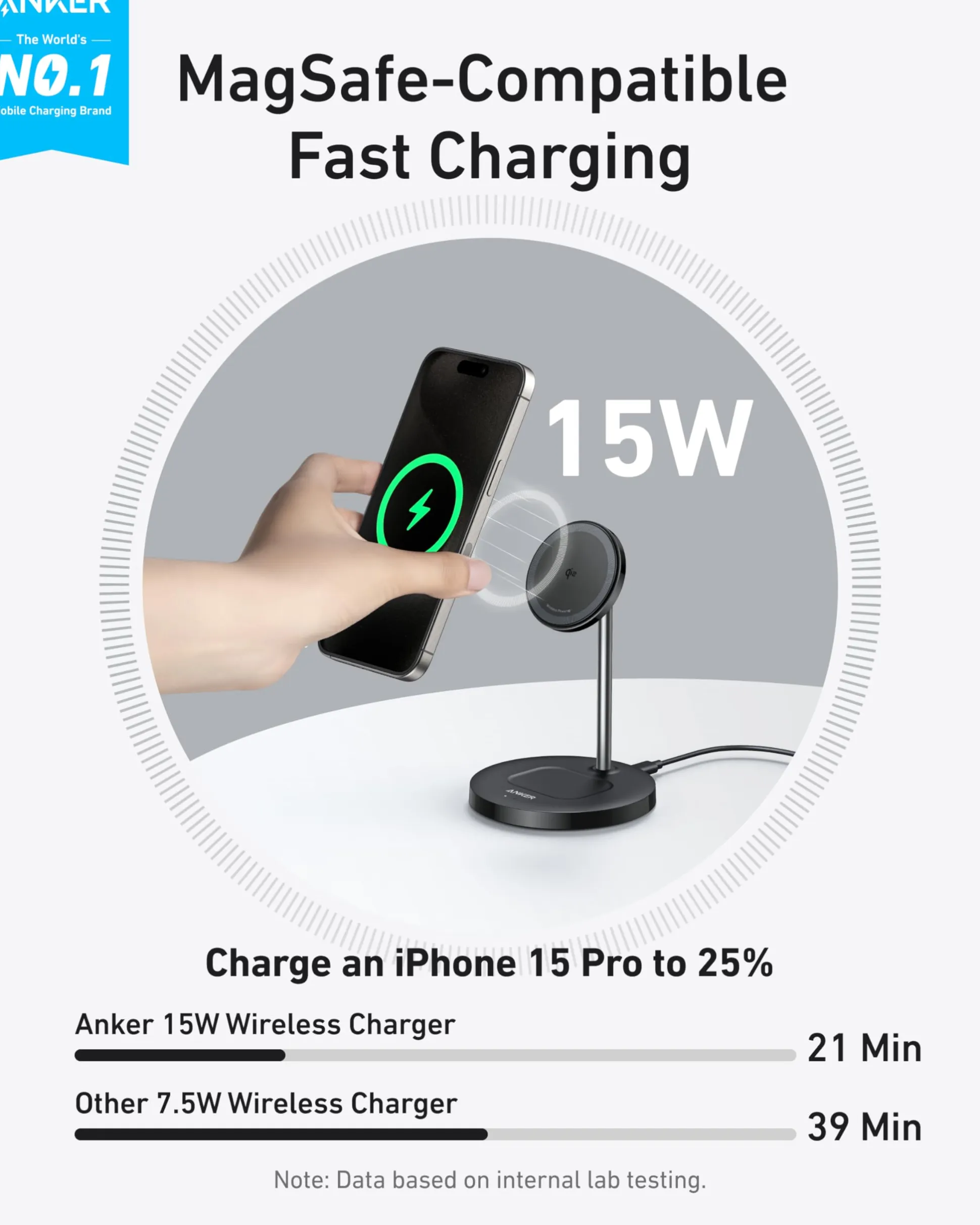 Refurbished Anker MagGo Wireless Charger (2-in-1, Stand)