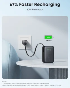 Refurbished Anker Nano Power Bank (10K, 45W, Built-In Retractable USB-C Cable)