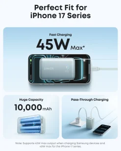 Refurbished Anker Nano Power Bank (10K, 45W, Built-In Retractable USB-C Cable)