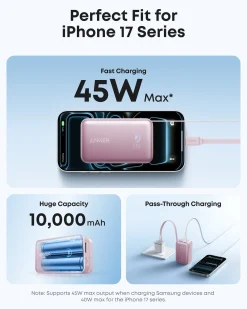 Refurbished Anker Nano Power Bank (10K, 45W, Built-In Retractable USB-C Cable)