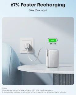 Refurbished Anker Nano Power Bank (10K, 45W, Built-In Retractable USB-C Cable)