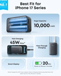 Refurbished Anker Nano Power Bank (10K, 45W, Built-In Retractable USB-C Cable)